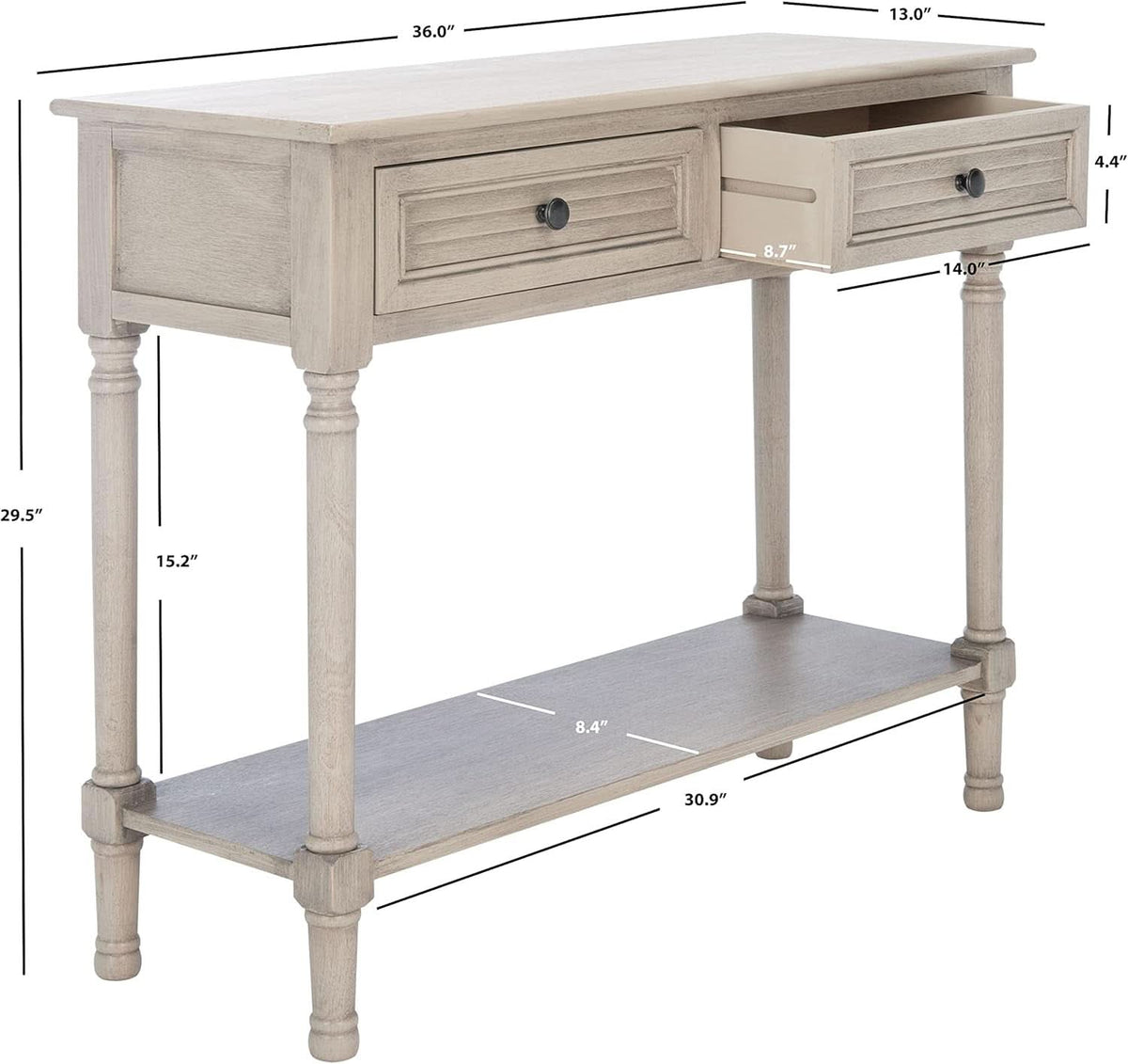 Greige Console Table With Two Drawers-2