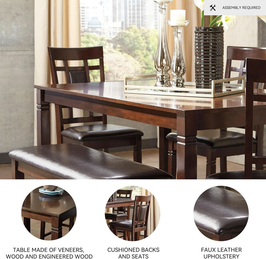 Brown Contemporary Engineered Wood Dining Table Set-2