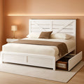 Barnwood White Farmhouse Storage Platform Bed Frame-0