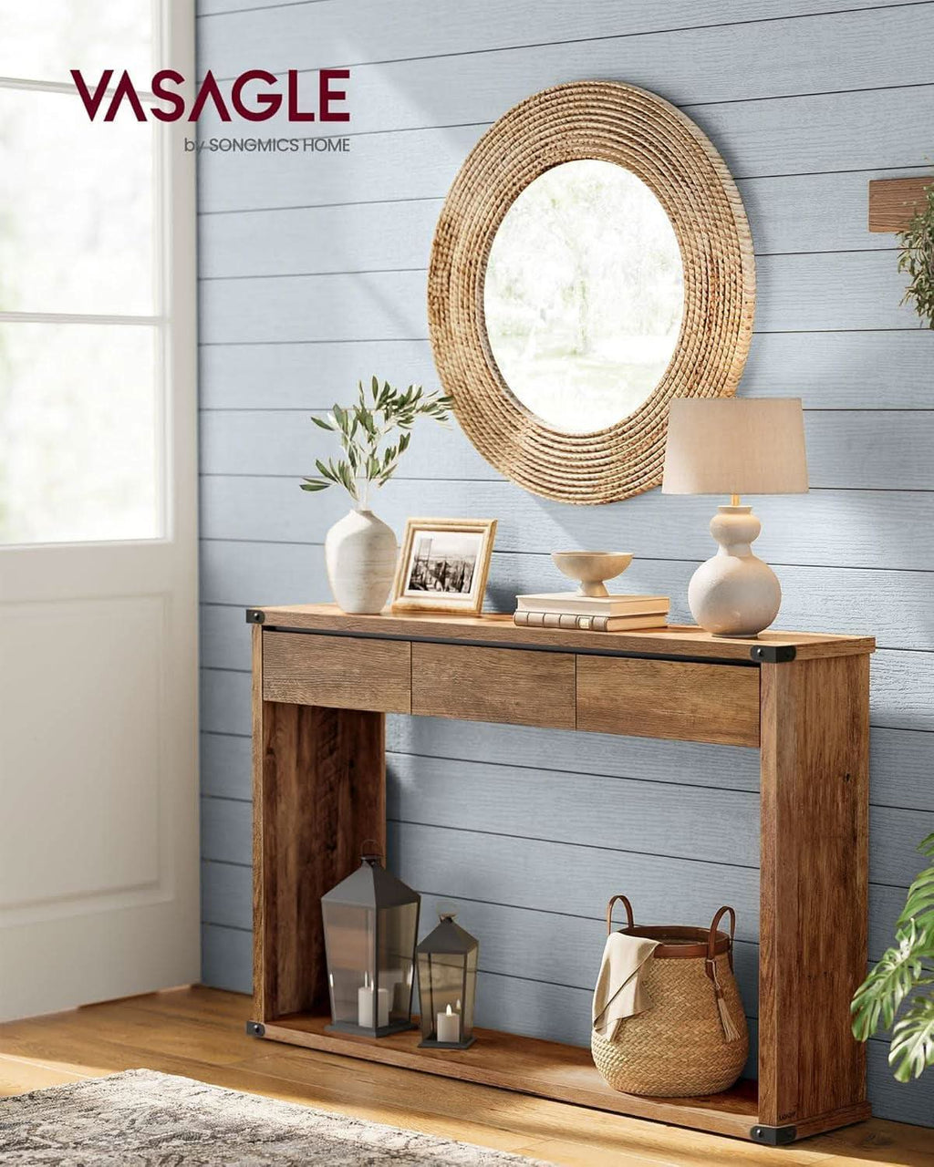 Sofa Console Table Forty Seven Inches Three Drawers Narrow-1