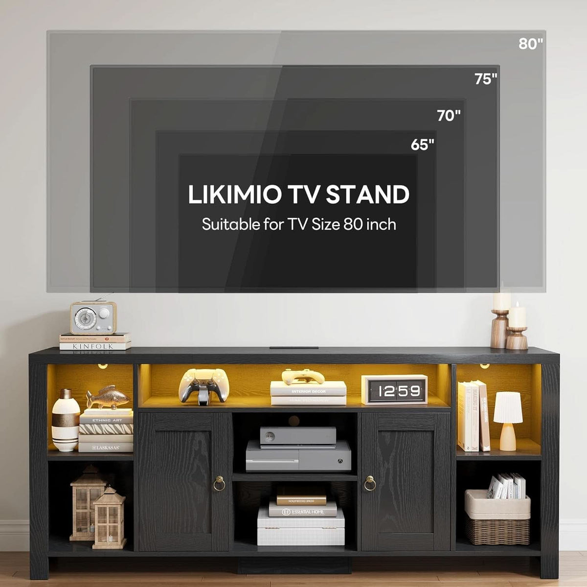 Eighty Inch TV Stand With Integrated LED Entertainment-2
