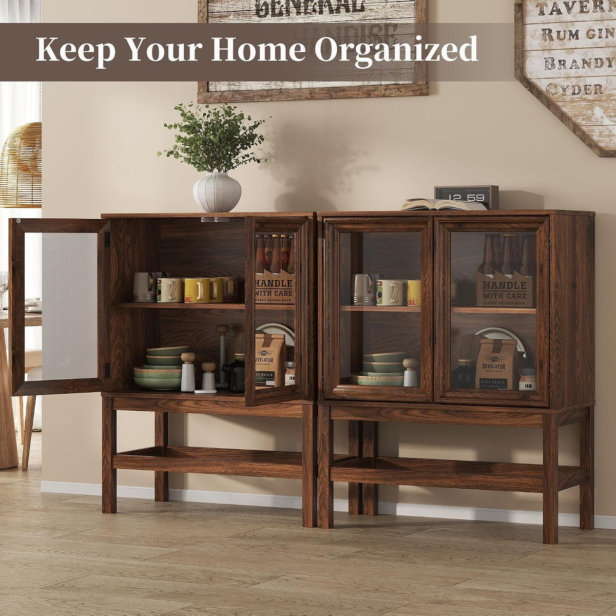 Large Handcrafted Sideboard Cabinet With Clear Glass-4