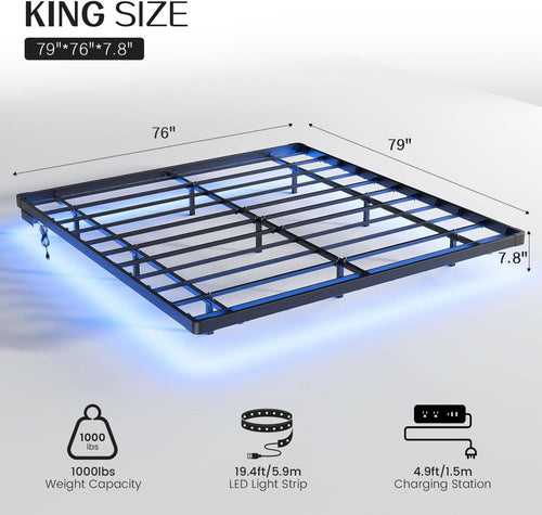 King Size Floating Bed Frame With Integrated LED Lighting-1