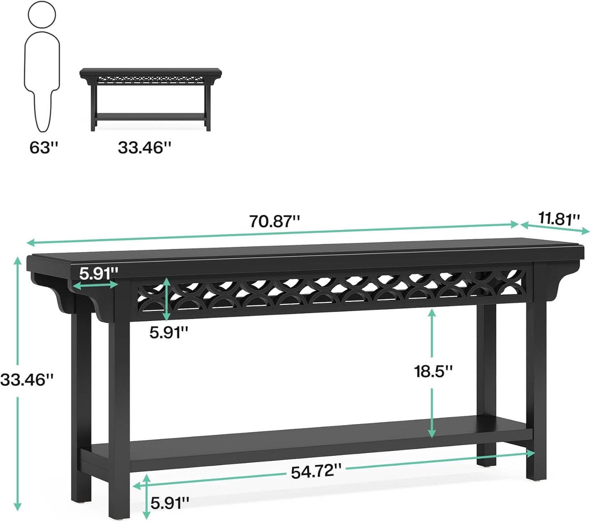 Charcoal Grey Premium Walnut Console Table Storage-1