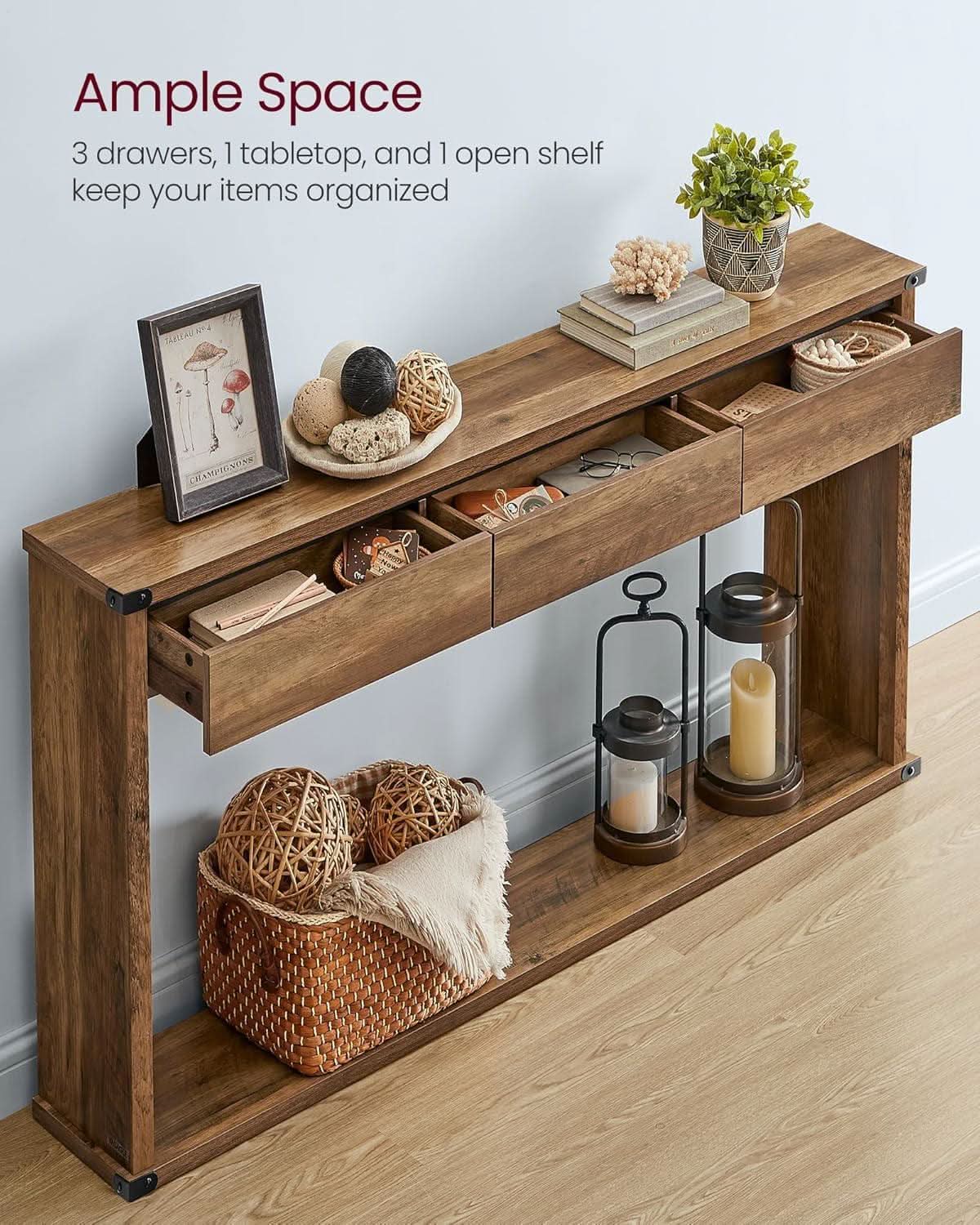 Sofa Console Table Forty Seven Inches Three Drawers Narrow-3
