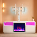 White Electric Fireplace TV Stand With Illumination-0