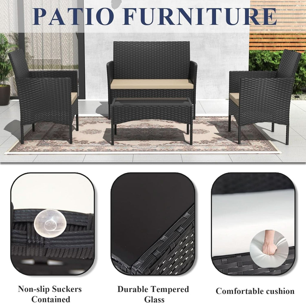 Stylish Four Piece Outdoor Rattan Patio Furniture Set-3