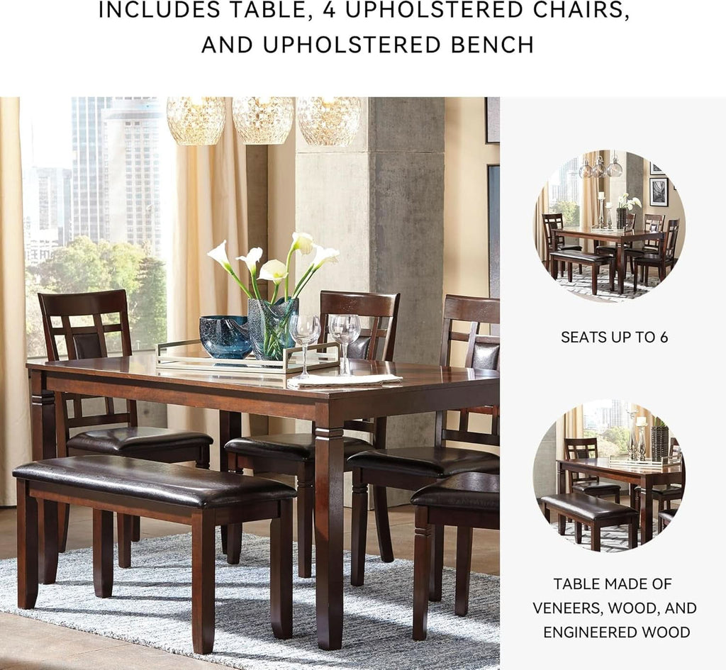 Brown Contemporary Engineered Wood Dining Table Set-3