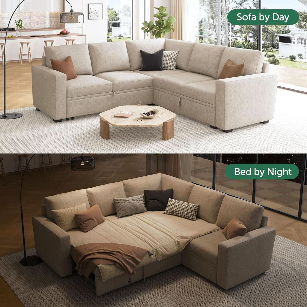 Modular Sectional Sleeper Sofa With Storage For Living Room-2